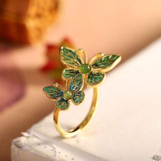 热销银镶玉戒指 和田玉